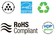 Energy star, 100 percent efficiant, recycle, green, rohs compliant, HDP plus